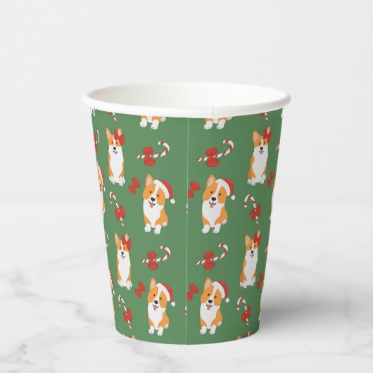 Corgi Christmas Candy Cane Pattern Pappbecher (Rechts)