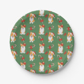 Corgi Christmas Candy Cane Pattern Pappteller (Vorderseite)