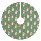 Corgi Christmas Candy Cane Pattern Polyester Weihnachtsbaumdecke (Vorderseite)