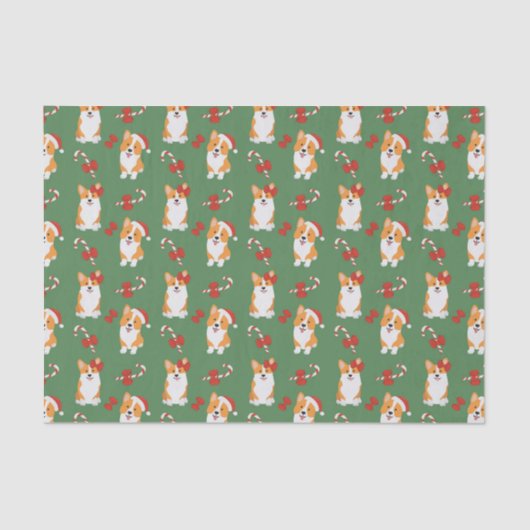 Corgi Christmas Candy Cane Pattern Seidenpapier (Vorderseite)
