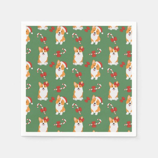 Corgi Christmas Candy Cane Pattern Serviette (Vorderseite)