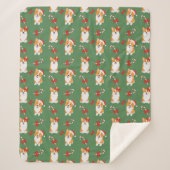Corgi Christmas Candy Cane Pattern Sherpadecke (Vorderseite)