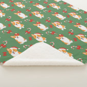 Corgi Christmas Candy Cane Pattern Sherpadecke (3/4)