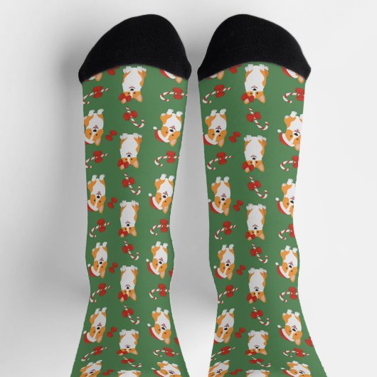 Corgi Christmas Candy Cane Pattern Socken (Oben)