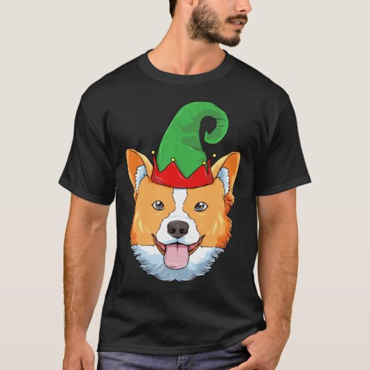 Corgi Christmas Elf Hat  Christmas Dog Holiday T-Shirt (Vorderseite)