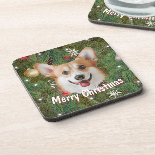 Corgi Christmas Getränkeuntersetzer (Linke Seite)