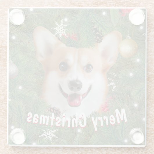 Corgi Christmas Glasuntersetzer (Rückseite)