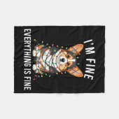 Corgi Christmas I'm Fine Everything Is Fine Fleecedecke (Vorderseite (Horizontal))