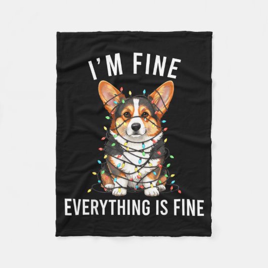 Corgi Christmas I'm Fine Everything Is Fine Fleecedecke (Vorderseite)