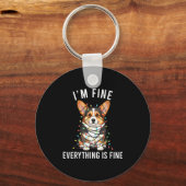 Corgi Christmas I'm Fine Everything Is Fine Schlüsselanhänger (Vorderseite)