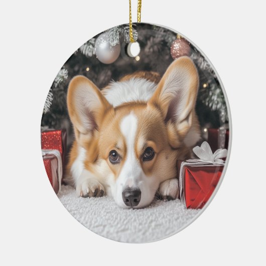 Corgi Christmas Keramik Ornament (Links)