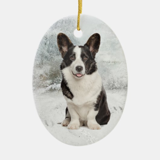 Corgi Christmas Keramik Ornament (Vorne)