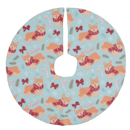 Corgi Christmas Leinenimitat Weihnachtsbaumdecke