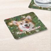 Corgi Christmas Rechteckiger Pappuntersetzer (angewinkelt)