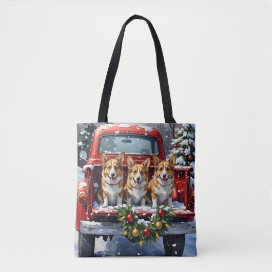 Corgi Christmas Red Truck Holiday Tasche (Vorderseite)