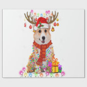 Corgi Christmas Reindeer Christmas Lights Pajama Geschenkpapier (Flach)