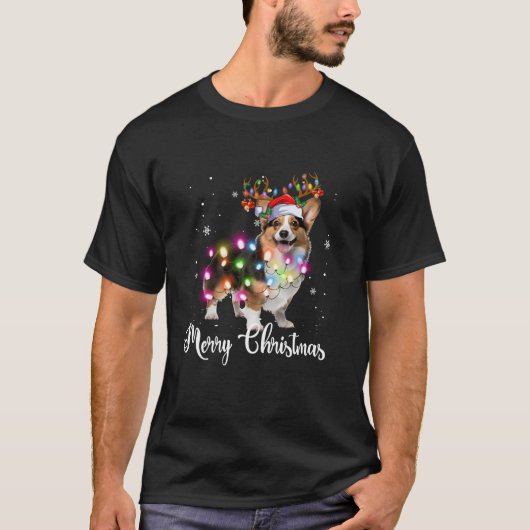 Corgi Christmas Reindeer Dog Lover T Shirt (Vorderseite)