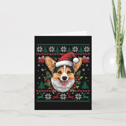 Corgi Christmas Santa Ugly Sweater Dog Lover Xmas Karte (Vorderseite)
