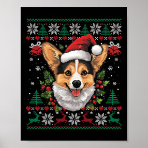 Corgi Christmas Santa Ugly Sweater Dog Lover Xmas Poster