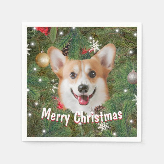 Corgi Christmas Serviette (Vorderseite)