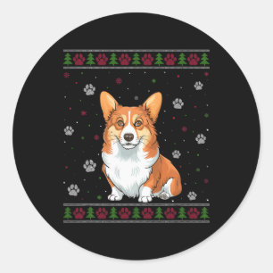 Corgi Christmas Sweater Xmas Haustier Hund Lover Runder Aufkleber