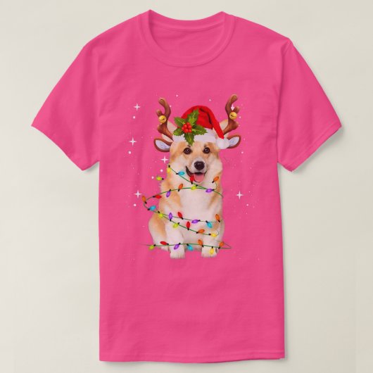 Corgi Christmas T-Shirt Reindeer Christmas Lights  (Design vorne)