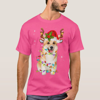 Corgi Christmas T-Shirt Reindeer Christmas Lights 