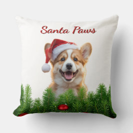 Corgi Christmas Throw Pillow – Santa Paws Design Kissen