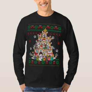 Corgi Christmas Tree Fairy Lights Santa Dog Lover T-Shirt