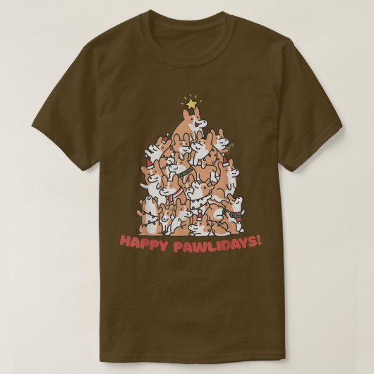 Corgi Christmas Tree Happy Pawlidays Niedlich T-Shirt (Design vorne)