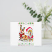 Corgi Christmas Tree Lights Santa Hat Pajama Ugly Postkarte (Stehend Vorderseite)