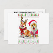 Corgi Christmas Tree Lights Santa Hat Pajama Ugly Postkarte (Vorne/Hinten)