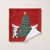 Corgi Christmas Tree Niedlich Red Holiday Badhandtuch Set (Waschlappen)