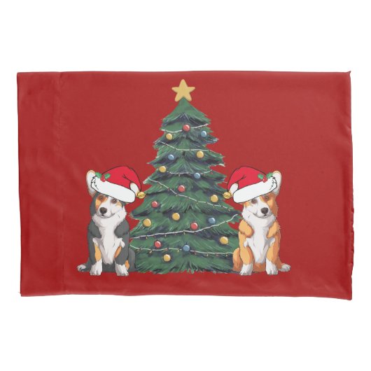 Corgi Christmas Tree Niedlich Red Holiday Kissenbezug (Vorderseite)