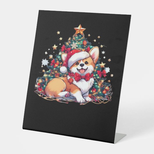 Corgi Christmas Tree Oversized T-Shirt Sockelschild (Vorderseite)