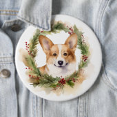 Corgi Christmas Wreath Festivals Button (Beispiel)