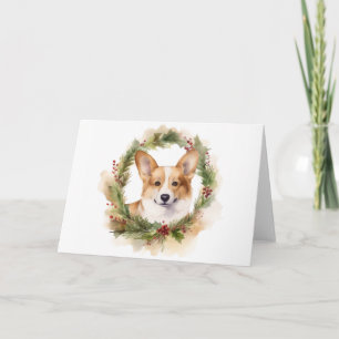 Corgi Christmas Wreath Festivals Karte