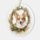 Corgi Christmas Wreath Festivals Keramik Ornament (Links)
