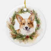 Corgi Christmas Wreath Festivals Keramik Ornament (Hinten)