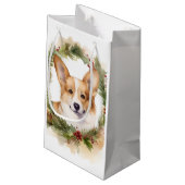 Corgi Christmas Wreath Festivals Kleine Geschenktüte (Rückseite Schrägansicht)