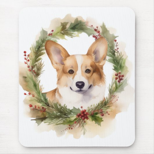 Corgi Christmas Wreath Festivals Mousepad (Vorne)
