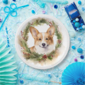 Corgi Christmas Wreath Festivals Pappteller (Party)