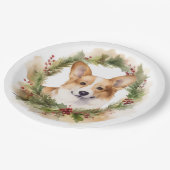 Corgi Christmas Wreath Festivals Pappteller (Schrägansicht)