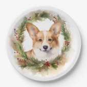 Corgi Christmas Wreath Festivals Pappteller (Vorderseite)