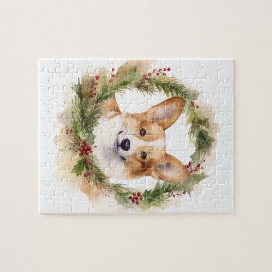 Corgi Christmas Wreath Festivals Puzzle (Horizontal)