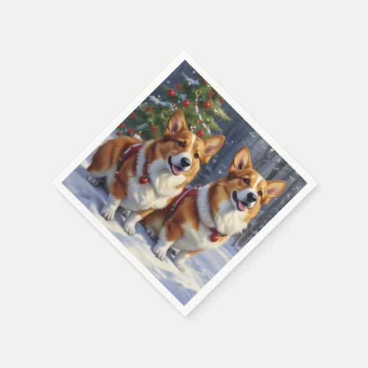 Corgi Chritmas Serviette (Ecke)