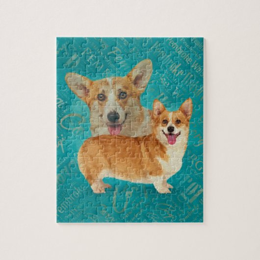 Corgi-Collagen-abstrakte Mischmedien Puzzle (Vertikal)