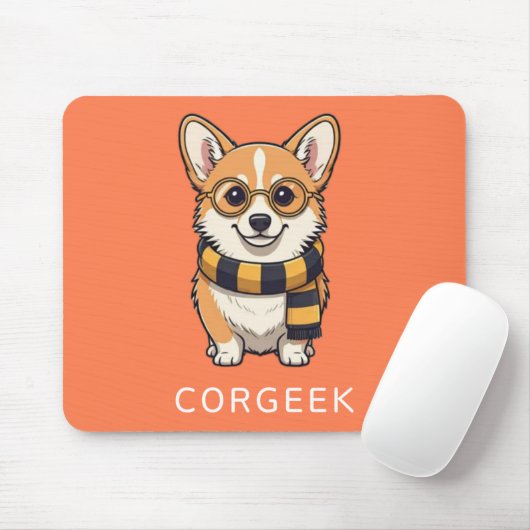 Corgi Corgeek auf Coral | Hund Lover Geschenk Mousepad (Mit Mouse)