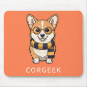 Corgi Corgeek auf Coral | Hund Lover Geschenk Mousepad (Vorne)