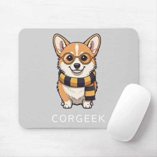 Corgi Corgeek auf Light Gray | Hund Lover Geschenk Mousepad (Mit Mouse)